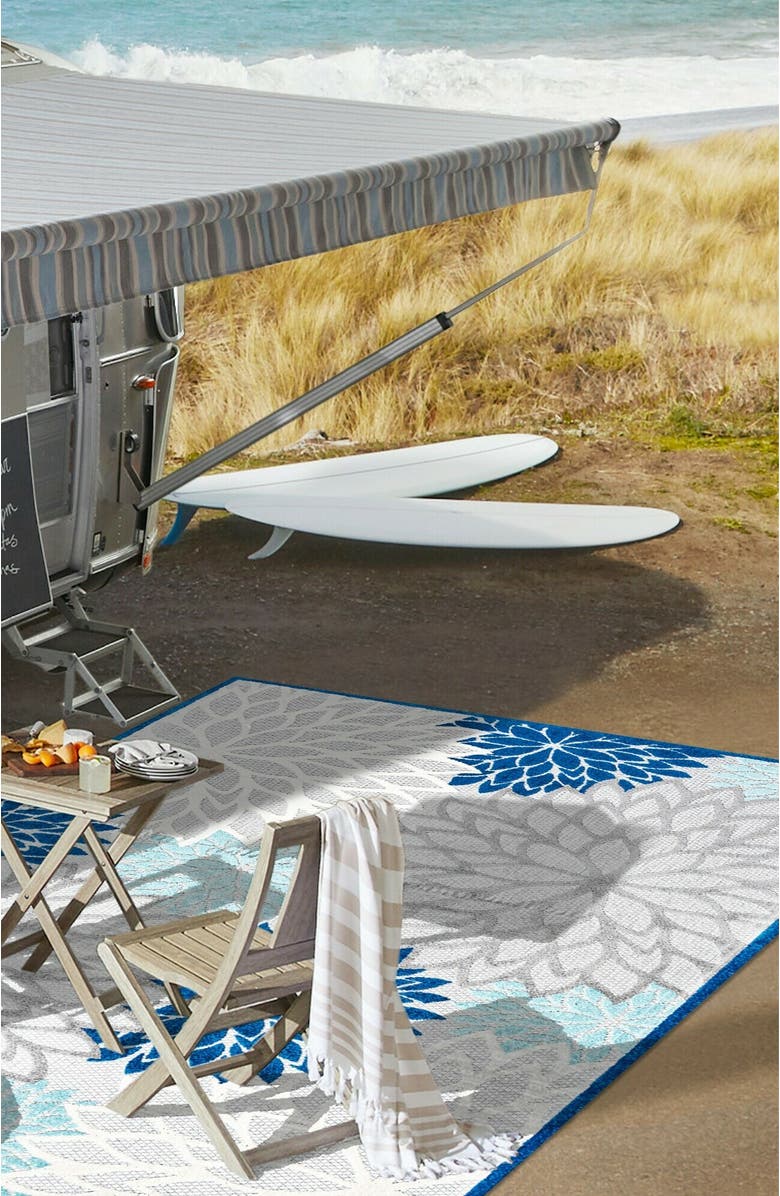 JONATHAN Y Minori Floral High-Low Indoor/Outdoor Area Rug, Alternate, color, Blue/Gray