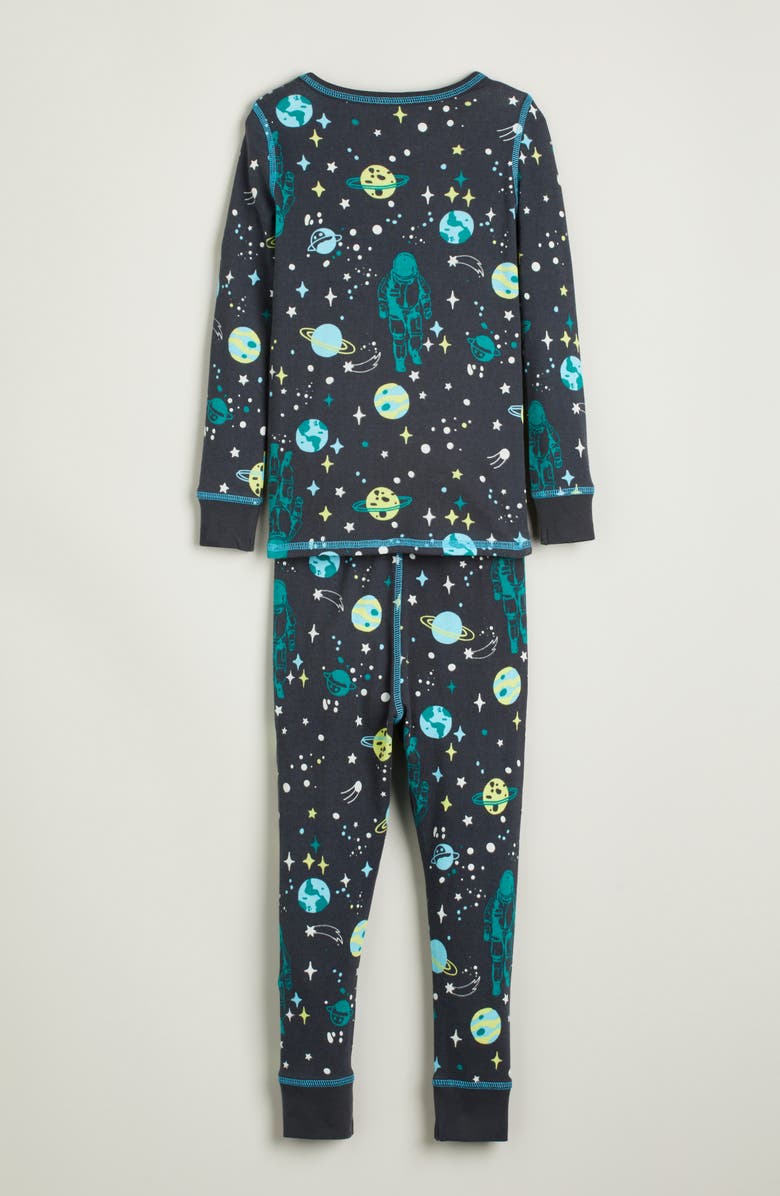 Nordstrom Kids' Glow in the Dark Fitted Two-Piece Pajamas, Alternate, color, Black Space Adventure