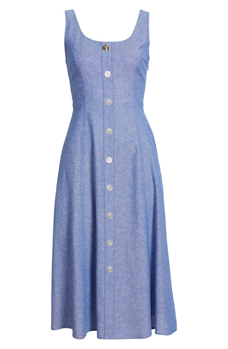 Anne Klein Button Detail Linen Blend Tank Dress, Alternate, color, 