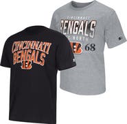STARTER Men's Starter Black/Heather Gray Cincinnati Bengals Two-Pack Logo T-Shirt Set