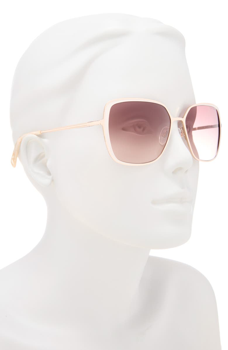 Ted Baker 58mm Gradient Square Sunglasses, Alternate, color, Rose Gold