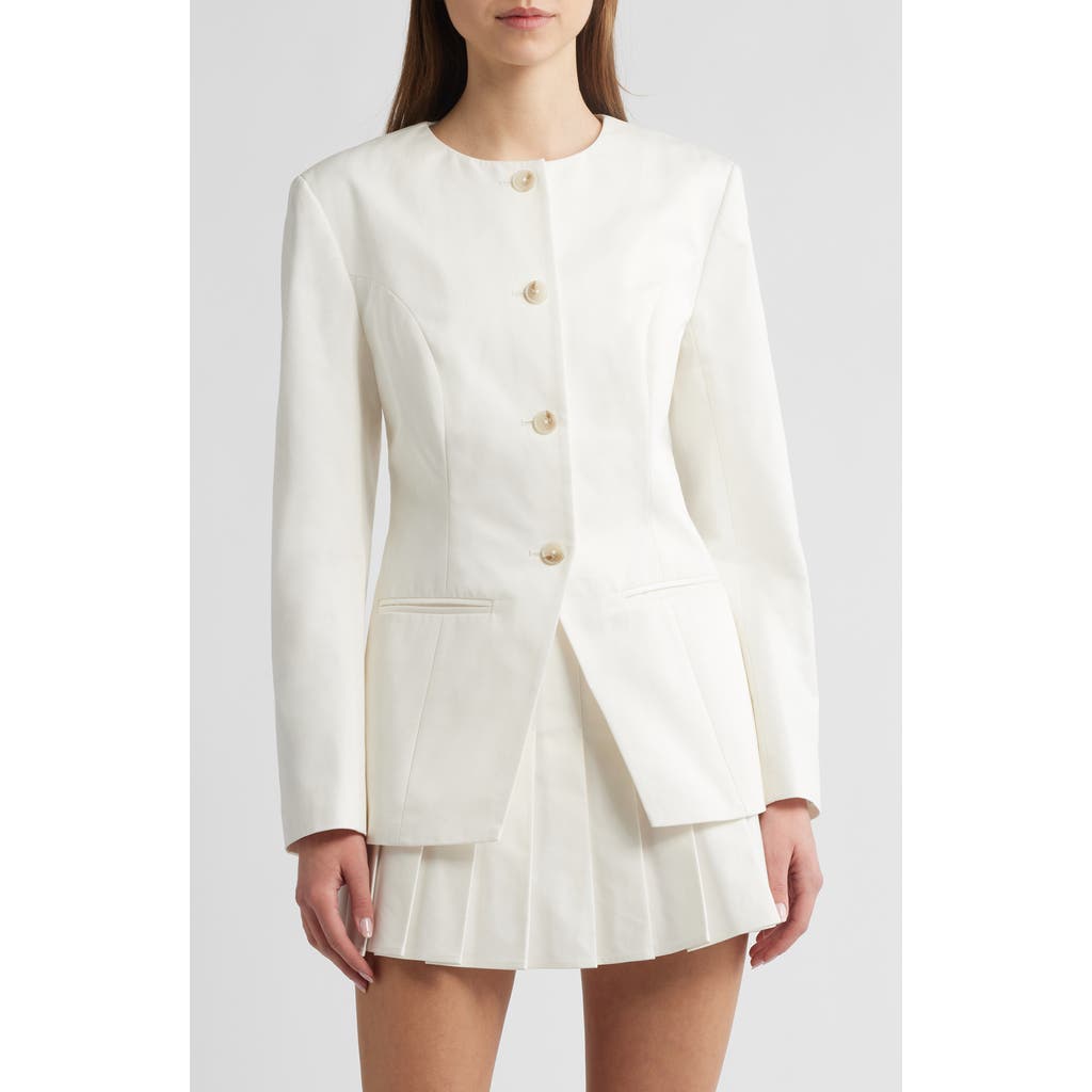 French Connection Sabine Slim Fit Stretch Cotton Twill Jacket In White