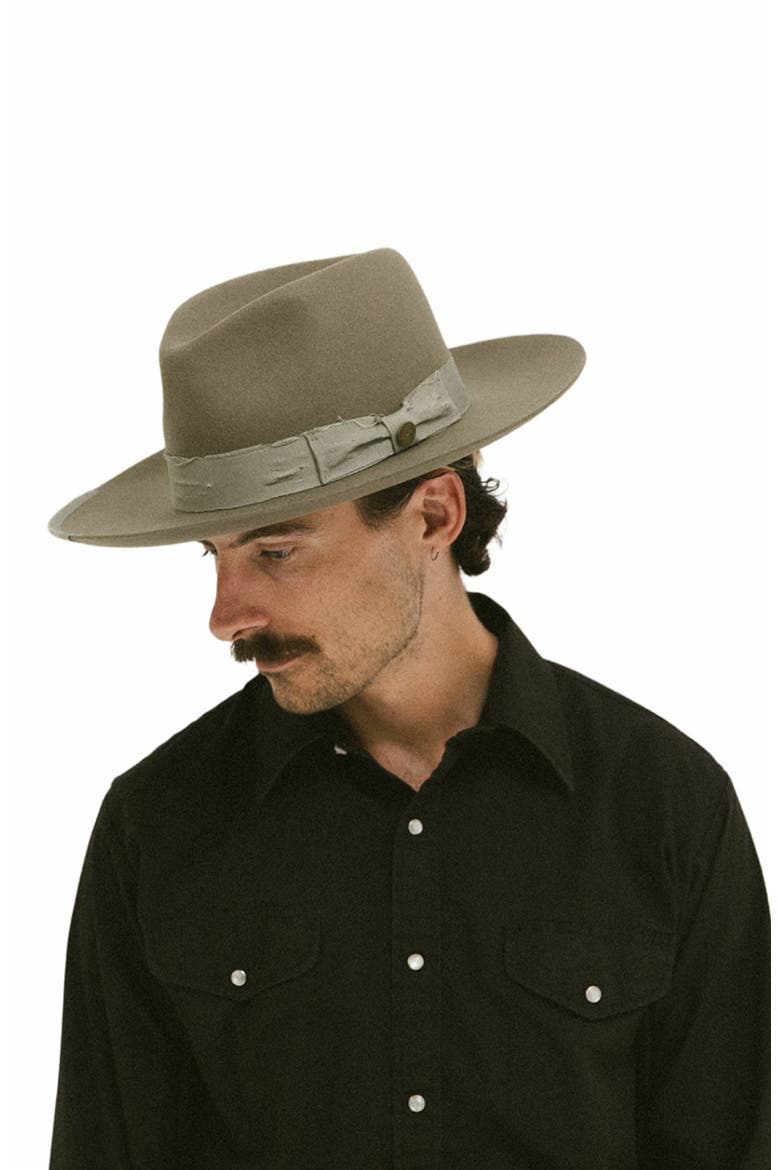 Delmar Distressed Felt Fedora, Alternate, color, Olive