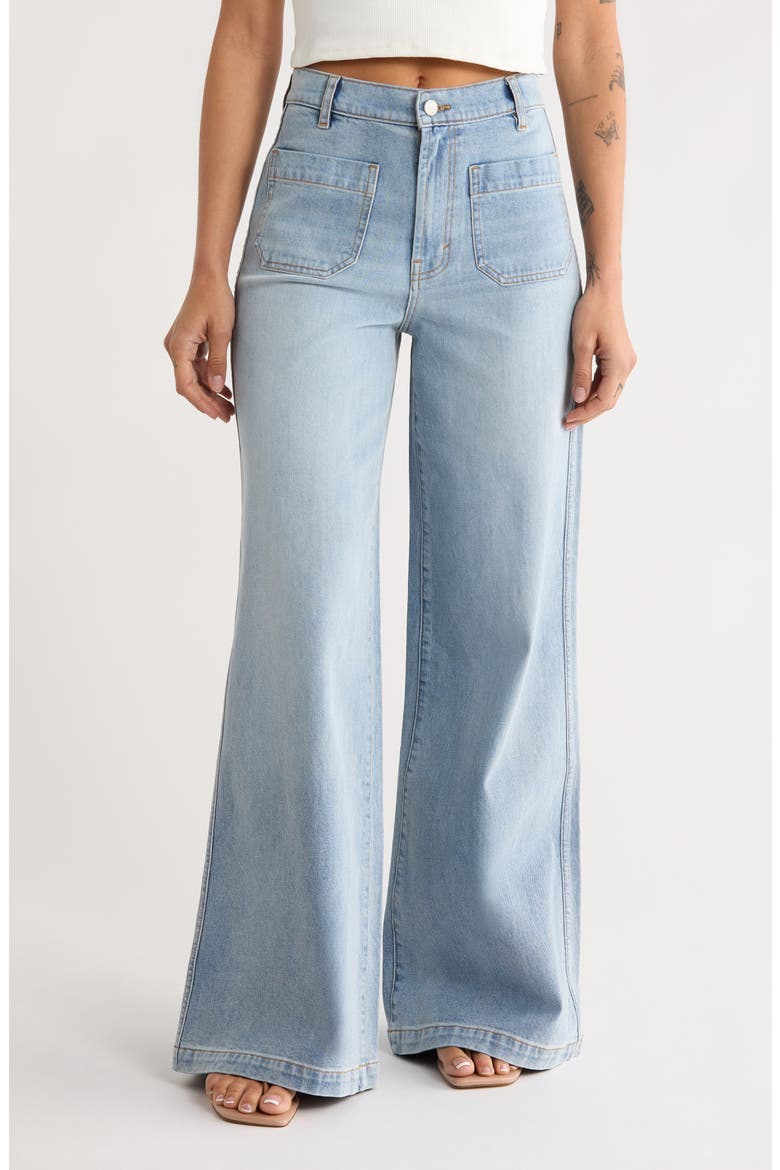 Patch Pocket Flare Jeans, Main, color, PALOMA