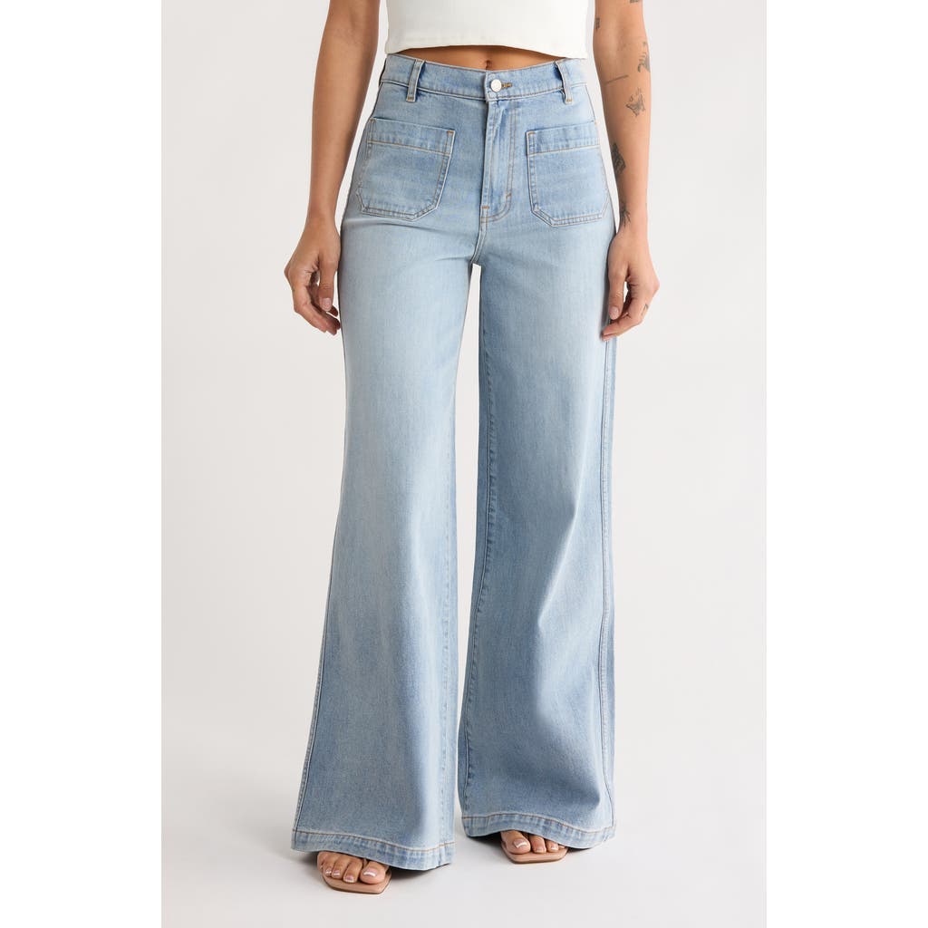Habitual Patch Pocket Flare Jeans In Blue