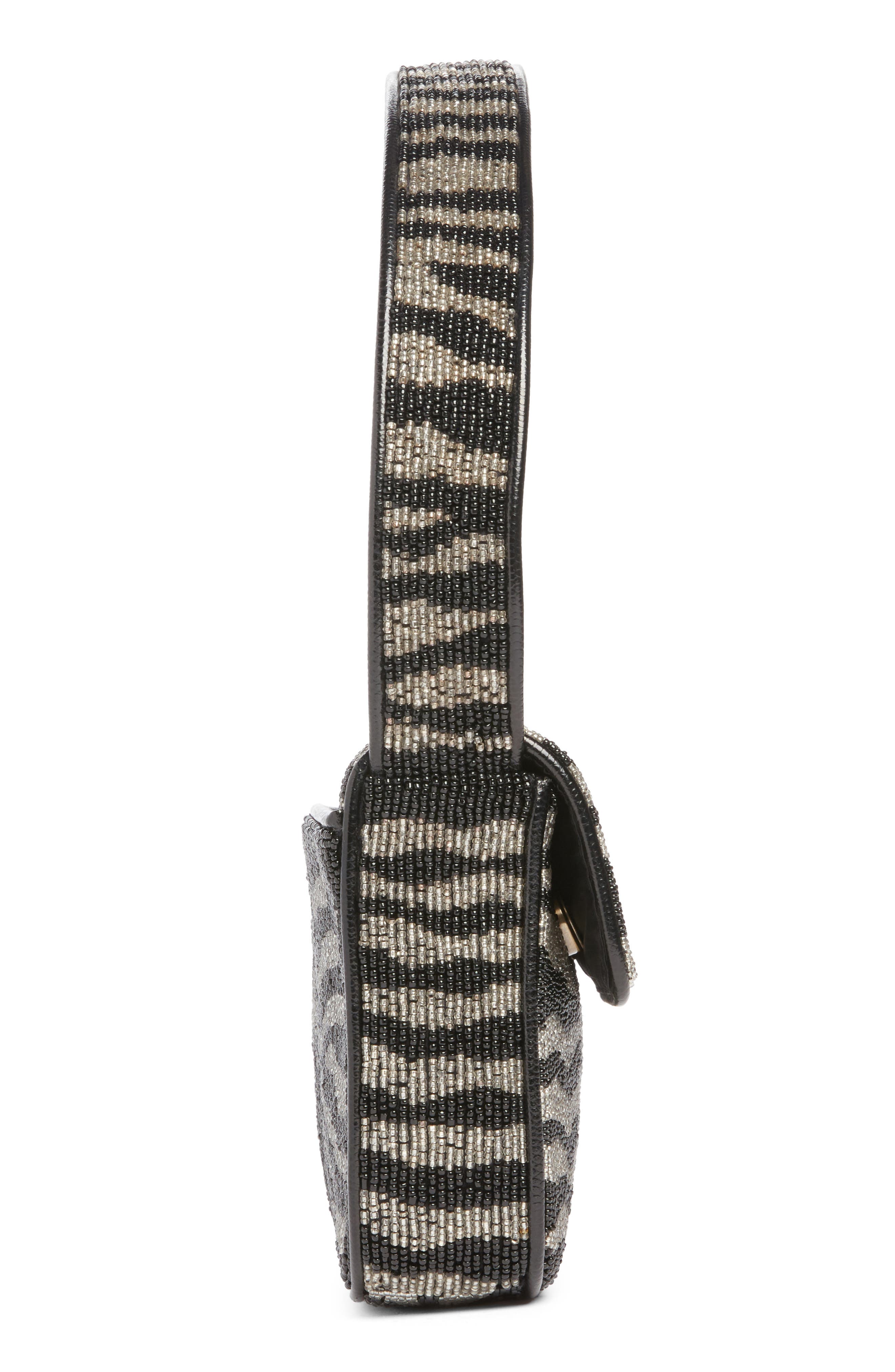 Tommy Beaded Shoulder Bag, Alternate, color, BLACK/ WHITE