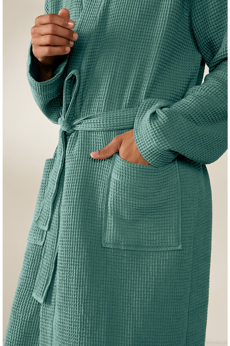 Unisex Organic Cotton Waffle Robe, Alternate, color, SPRUCE
