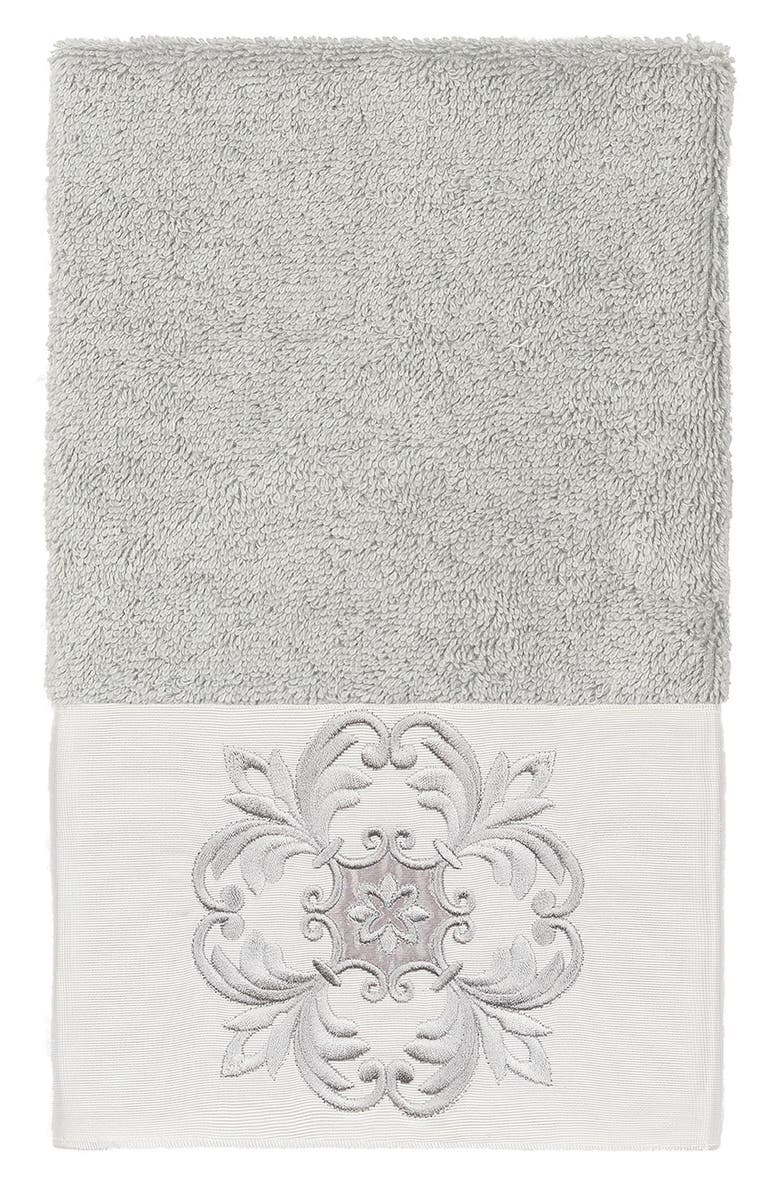 Linum Home Textiles Alyssa Embellished Hand Towel - Light Gray, Alternate, color, Light Gray