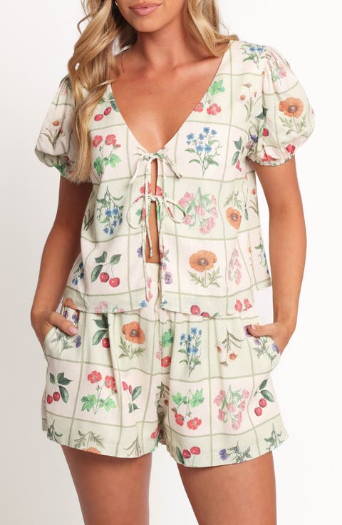 Asta Tie Front Top & Pull-On Shorts Set