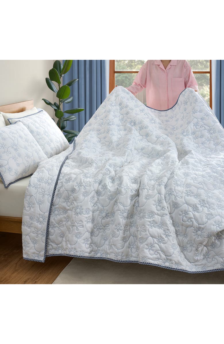 UGG<sup>®</sup> Botanic Embroidered Quilt & Shams Set, Alternate, color, Snow/ Lilac Hint