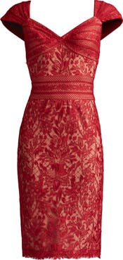 Tadashi Shoji Lace Cap Sleeve Cocktail Dress