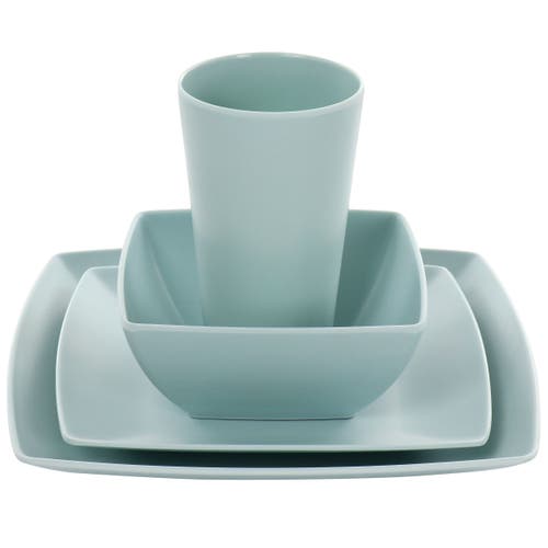 Gibson Home Grayson Melamine 16 Piece Square Dinnerware Set In Blue