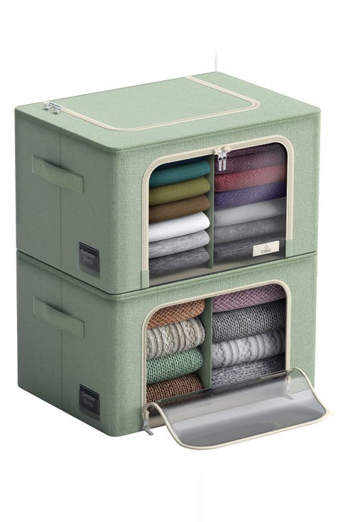 Set of 2 Stackable Foldable Organizer Bins
