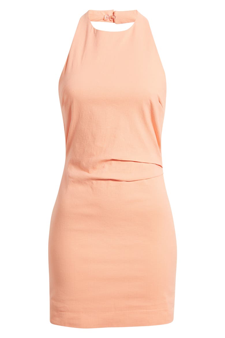 Talie Stretch Cotton Halter Minidress, Alternate, color, CORAL