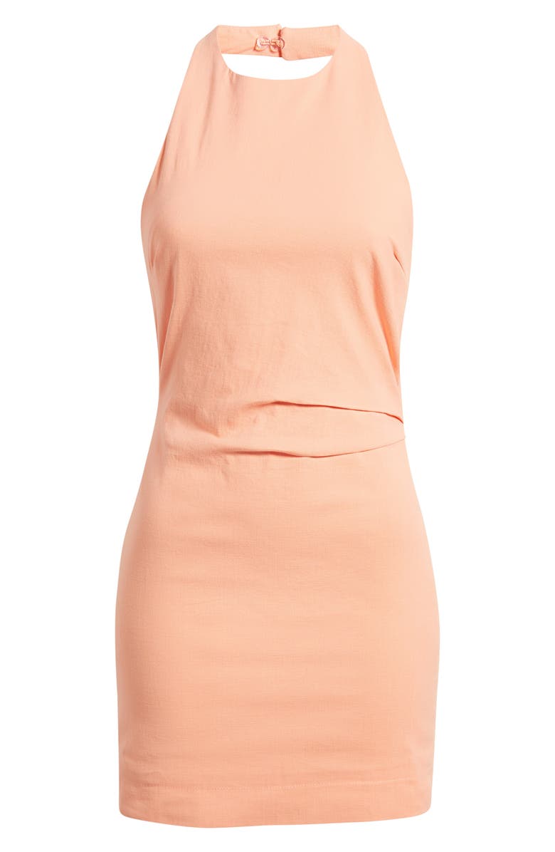 Line & Dot Talie Stretch Cotton Halter Minidress, Alternate, color, Coral
