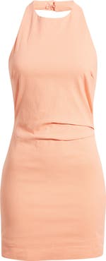 Line & Dot Talie Stretch Cotton Halter Minidress