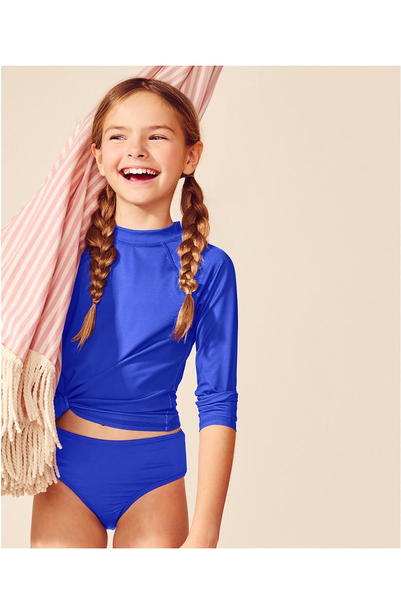 Lands' End Girls Long Sleeve Mock Neck UPF 50 Swim Rash Guard, Main, color, 