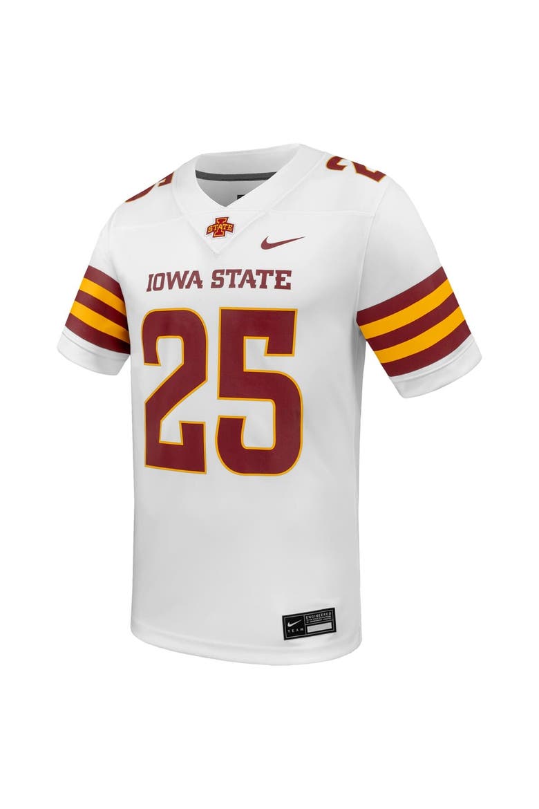 Men's Nike #25 White Iowa State Cyclones Untouchable Replica Game Jersey, Alternate, color, White