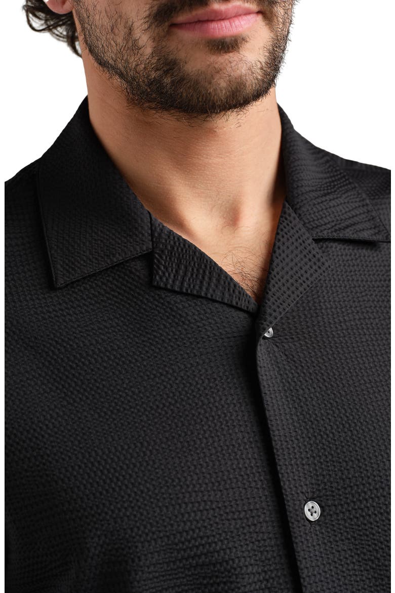 Commuter Seersucker Camp Shirt, Alternate, color, BLACK