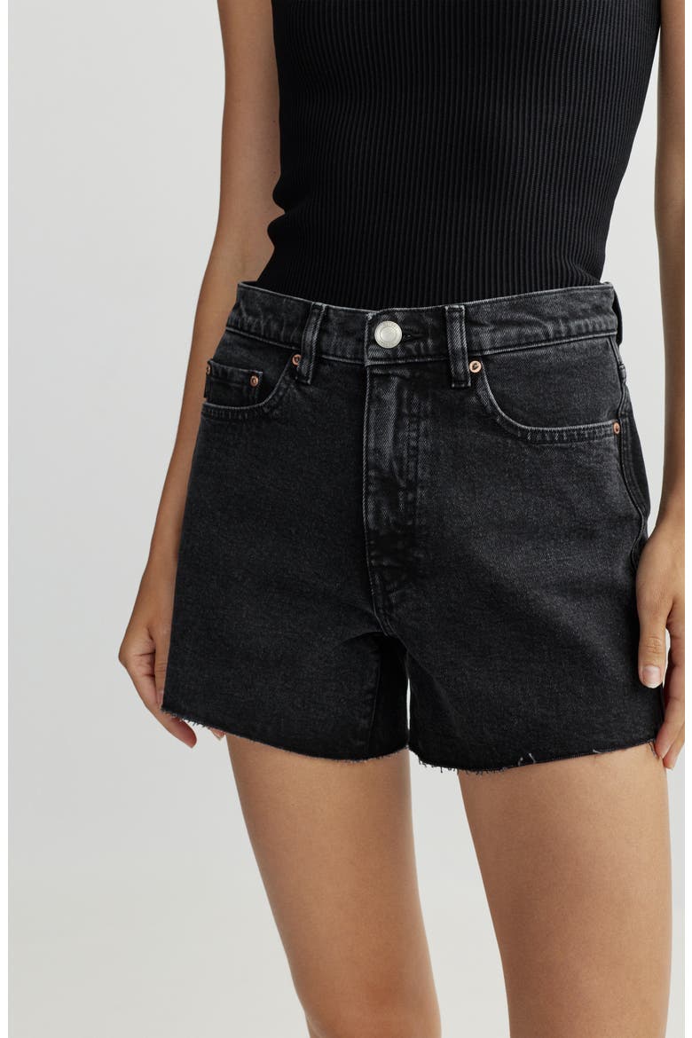 Zoie Raw Hem High Waist Relaxed Denim Shorts, Alternate, color, NIGHTSHADE