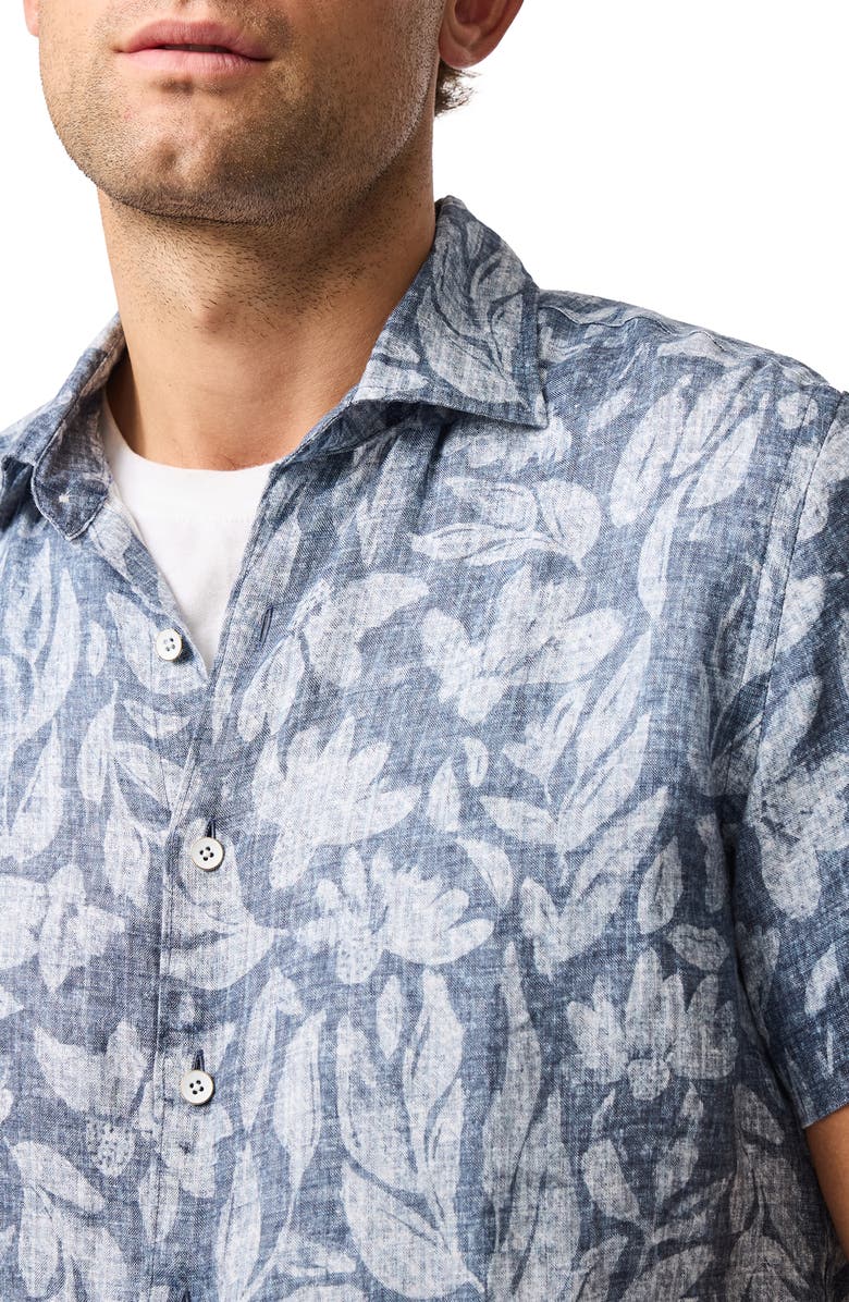 Rodd & Gunn Glen Afton Floral Short Sleeve Linen Button-Up Shirt, Alternate, color, Lake