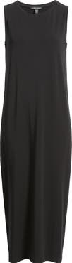 Eileen Fisher Round Neck Oval Stretch Sleeveless Midi Dress