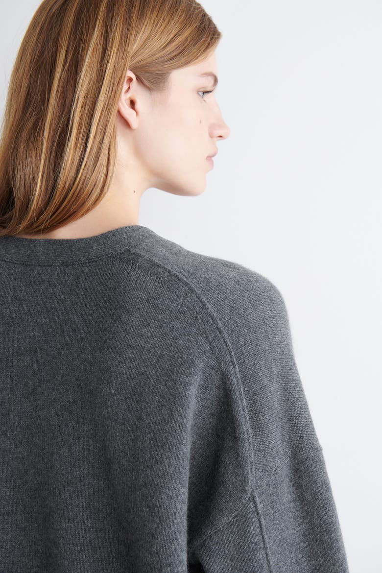 Cashmere Relaxed-Fit V-Neck Cardigan, Alternate, color, GRAY MÉLANGE