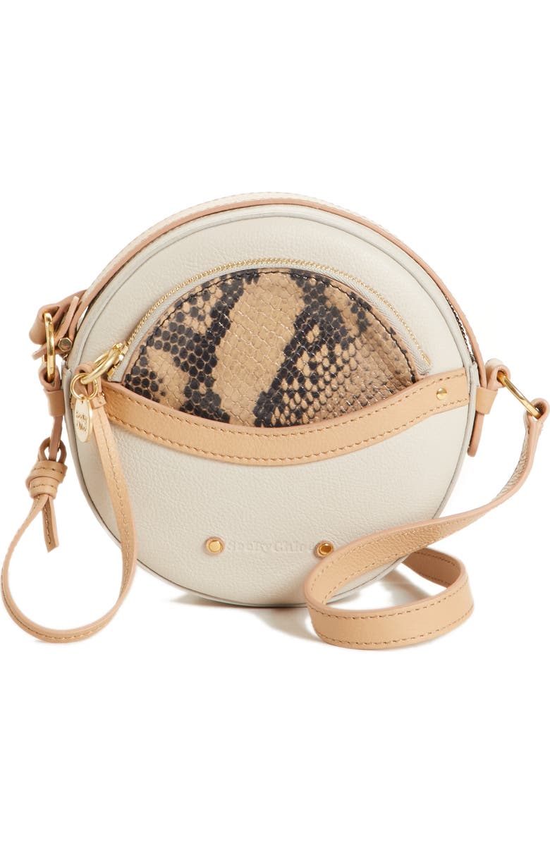 See by Chloé Rosy Mini Leather Crossbody Bag with Faux Snakeskin, Main, color,