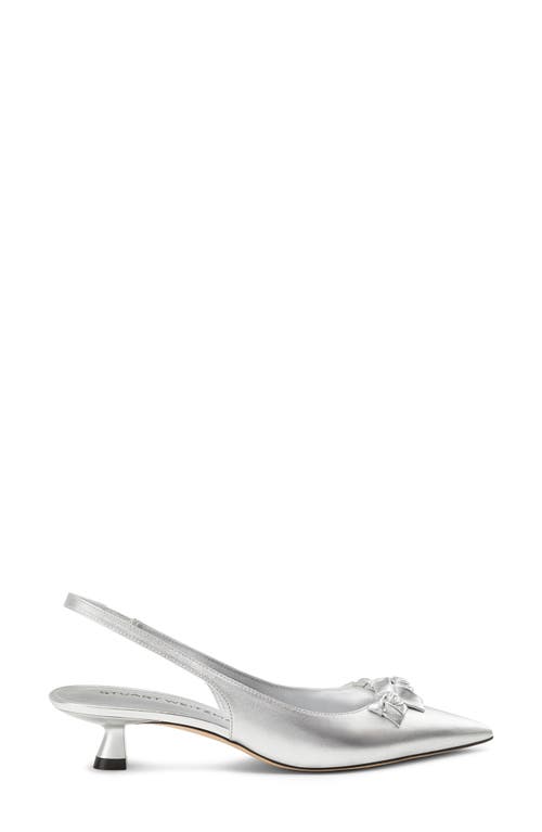 Stuart Weitzman Rosie Pointed Toe Slingback Pump In Silver