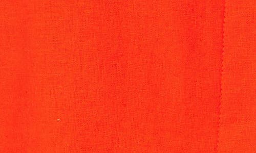 Scotch & Soda Short Sleeve Linen Blend Button-up Top In Orange