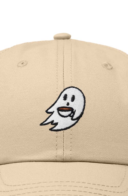 Dalix Coffee Ghost Embroidered Hat In Khaki