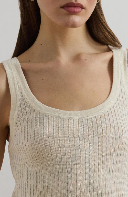 Ralph Lauren Lauren Linen Blend Rib Sweater Tank In White