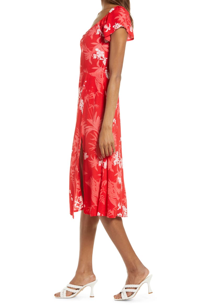 Floral Slit Dress, Alternate, color, RED CHINOISE TROPICAL TOILE