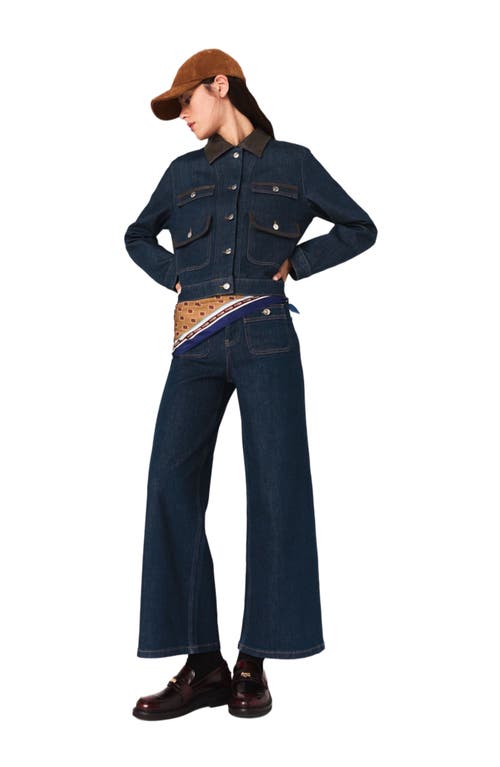 Maje Wide Jeans With Patch Pockets In Blue