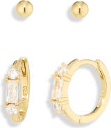ARGENTO VIVO Ball Stud & Huggie Hoop Earrings Set