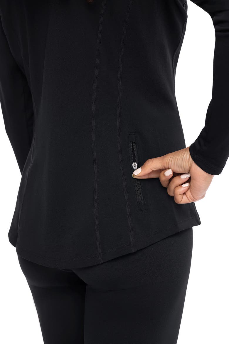 Women's Freestyle Quarter Zip Rash Guard with Long Sleeves, UPF 50+ Sun Protection, Alternate, color, Black