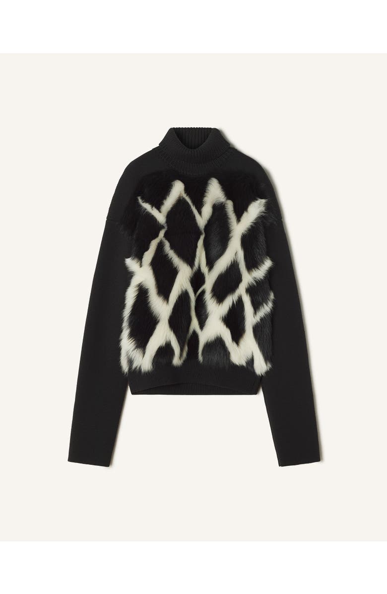 Lanvin WOOL AND LEATHER INTARSIA TURTLENECK SWEATER, Main, color, 