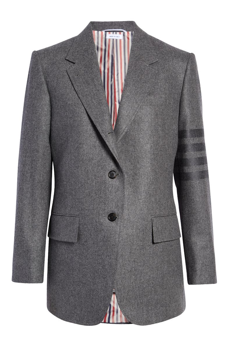 Thom Browne 4-Bar Wool & Cashmere Flannel Blazer, Main, color, 