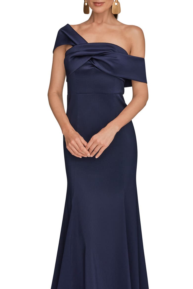 One-Shoulder Mikado Gown, Alternate, color, INK