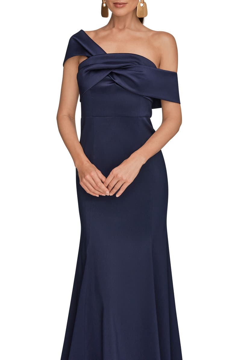 Donna Karan New York One-Shoulder Mikado Gown, Alternate, color, Ink