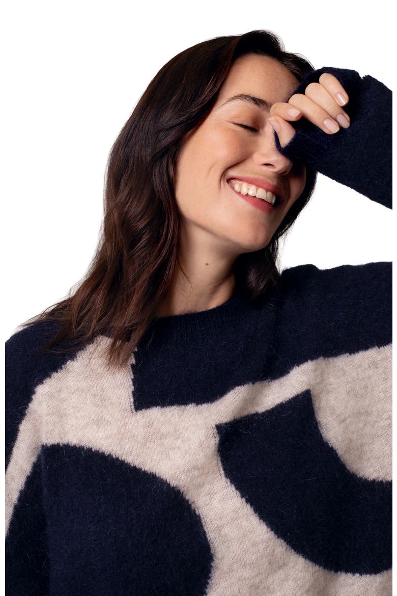 Abstract Geo Sweater, Alternate, color, Navy / Oatmeal