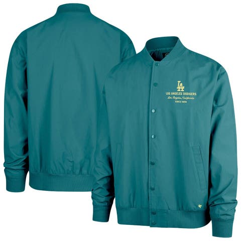 Men's '47  Hunter Green Los Angeles Dodgers Anderson Twill Full-Snap Bomber Jacket