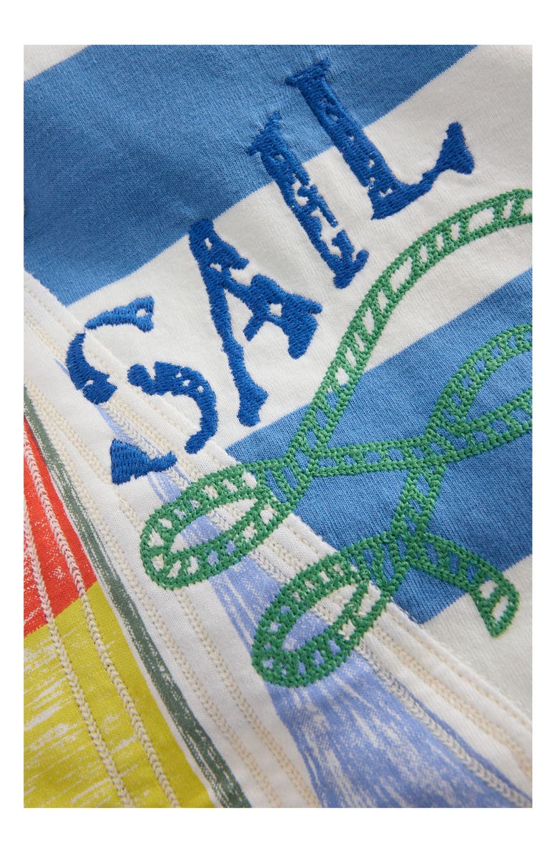 Mini Boden Kids' Embroidered Cotton Polo, Alternate, color, Boats