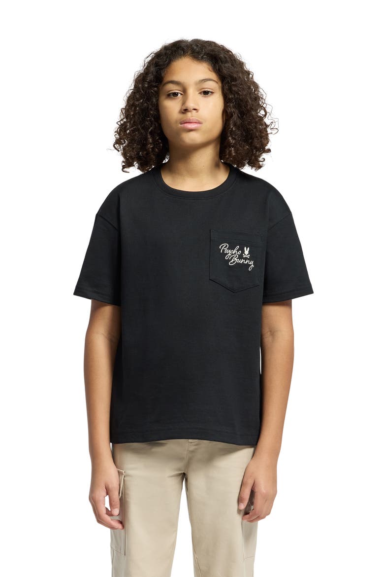 Kids' Embroidered Pima Cotton Pocket T-Shirt, Alternate, color, BLACK