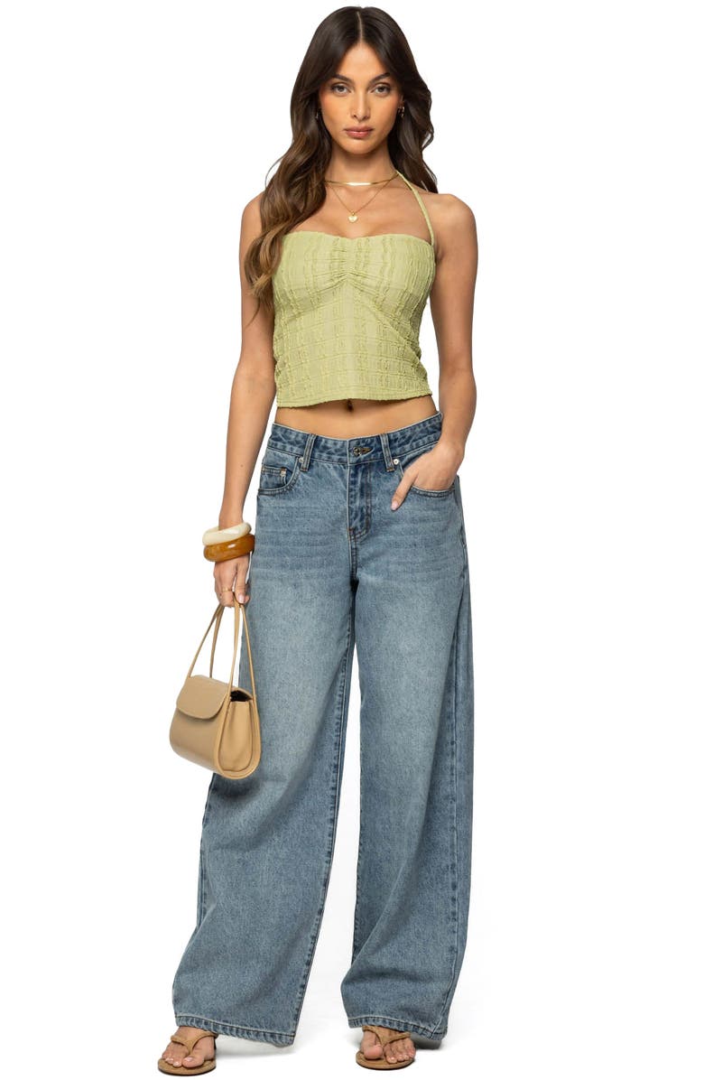 EDIKTED Galya Textured Halter Top, Alternate, color, Sage