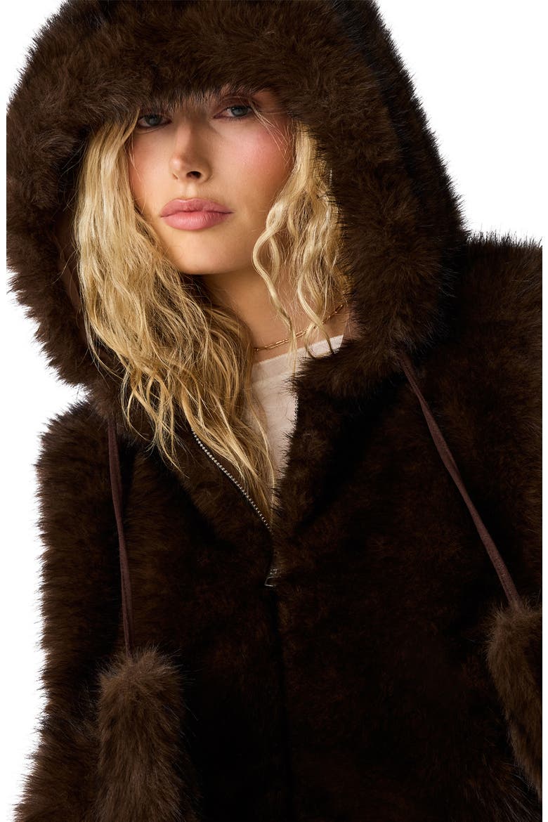 Sophee Faux Fur Hooded Vest, Alternate, color, FOSSIL BROWN