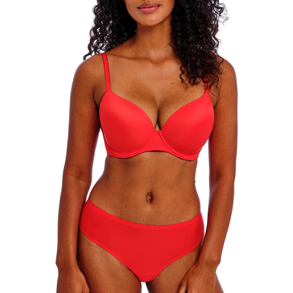 Freya Undetected Underwire Convertible T-Shirt Bra in Chilli Red