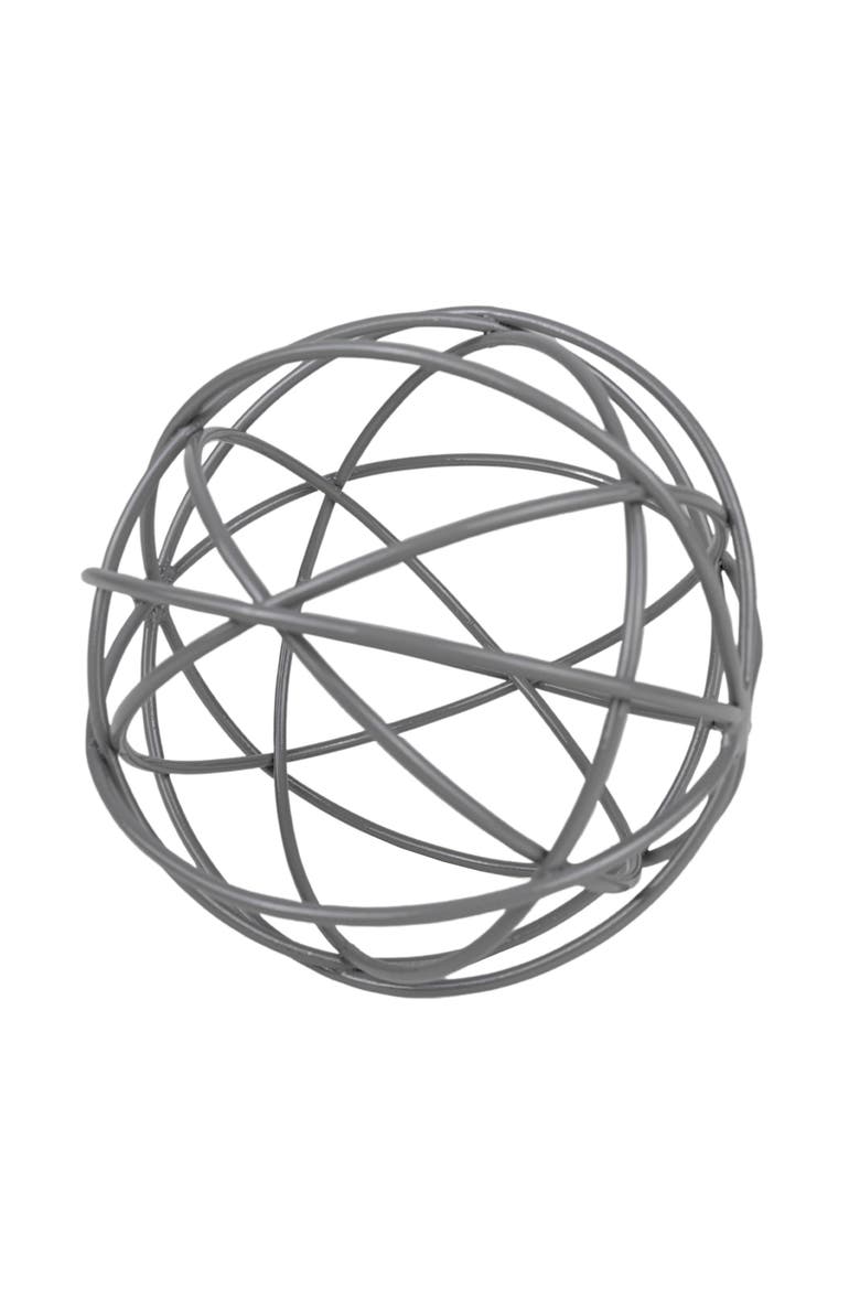 Gray Metal Orb Decorative Ball, Main, color, Gray