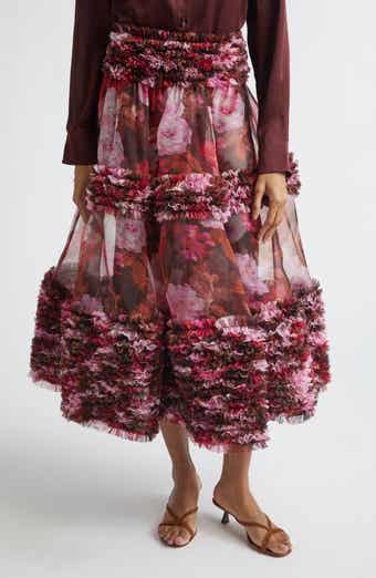 Kindred Spirit Luna Ruffle Silk Organza Midi Skirt