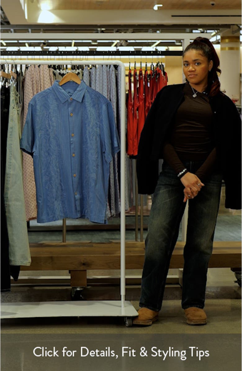 Maui Border Silk Short Sleeve Button-Up Shirt, sales video thumbnail